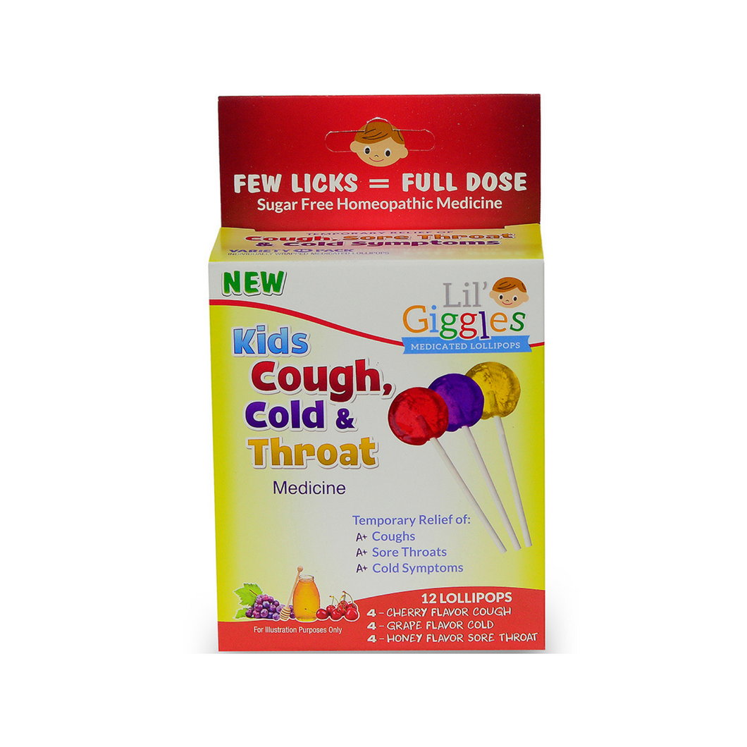 Lil' Giggles Kid's Medicated Lollipops for Cough, Cold and Throat